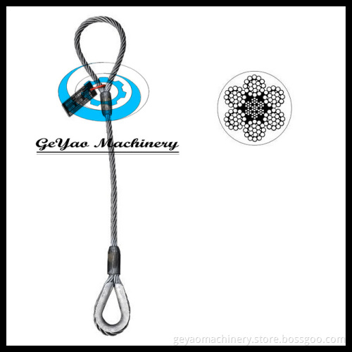 Eye and Thimble Wire Rope Sling 6x25 Bright EIPS IWRC